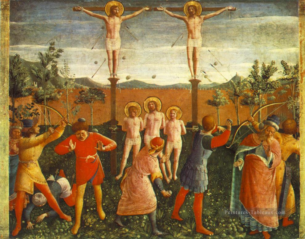 Saint Cosmas Et Saint Damien Crucixed Et Stoned Renaissance Fra Angelico Peintures à l'huile